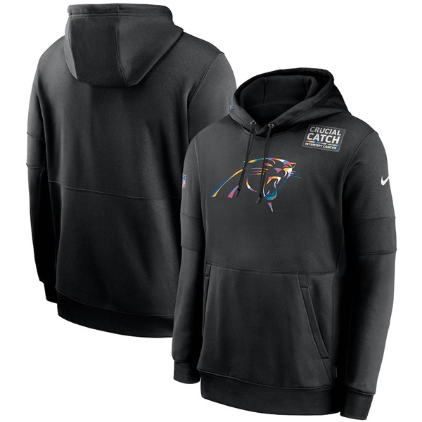 Men's Carolina Panthers Black NFL 2020 Crucial Catch Sideline Performance Pullover Hoodie